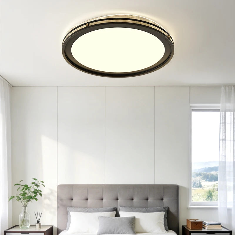 plafonnier led moderne blanc doré noir éclairage chambre salon télécommande minimaliste
