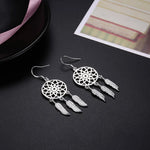 boucles d'oreilles ethniques bohèmes attrape rêves plumes filetage argenté 925 sterling femmes partie festive