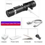 lampe torche led rechargeable usb 12000 lumens clip poche moderne robuste camping