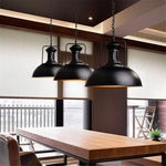 Suspension lumineuse industrielle vintage noir cuivre ampoule chaînes métal fini mat