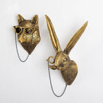 pendentif tête cerf doré résine décorative moderne fourrure chaîne accessoire mur fixations