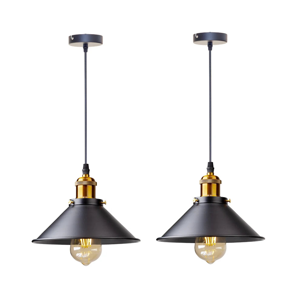 lampe suspendue industrielle conique noire dorée éclairage salon chambre éclairage intérieur E27 adaptable