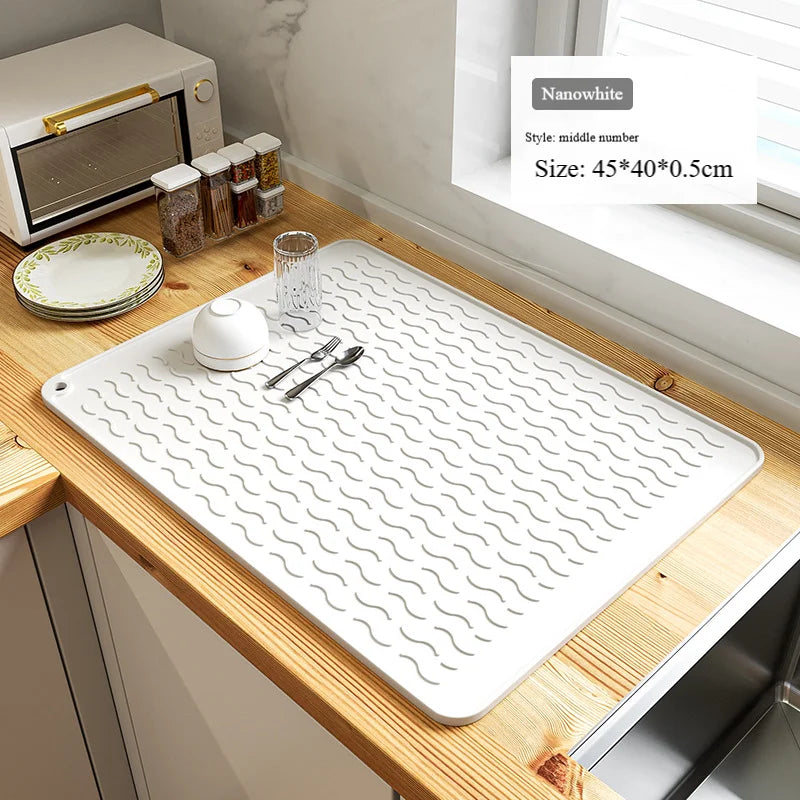 tapis protection table silicone moderne rayures ondulées gris clair blanc