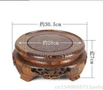 support pot fleurs bois gravures artisanal traditionnel marron foncé display stand decoration crafts shelf