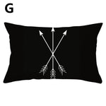 coussins géométriques motifs mandalas modernes polyester noir blanc minimaliste 30x50cm