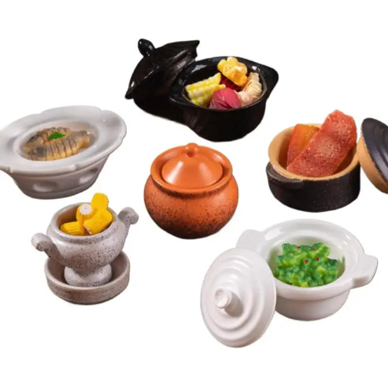 miniatures plats soupe gris noir orange artisanal rustique couvercle assiette deco cuisine poupée bricolage