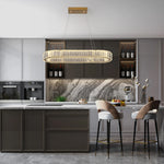 suspension lumineuse moderne cristal transparent doré télécommande haute luminosité chambre salon