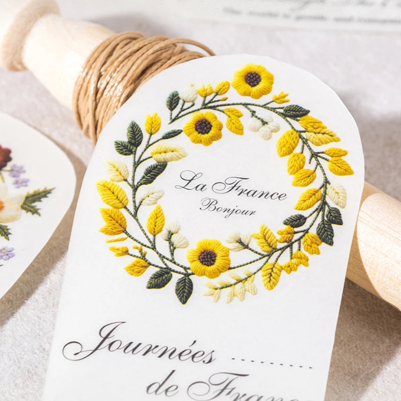 autocollants decoratifs fleurs feuilles papillons abeilles multicolores brodees scrapbooking journal decoration craft