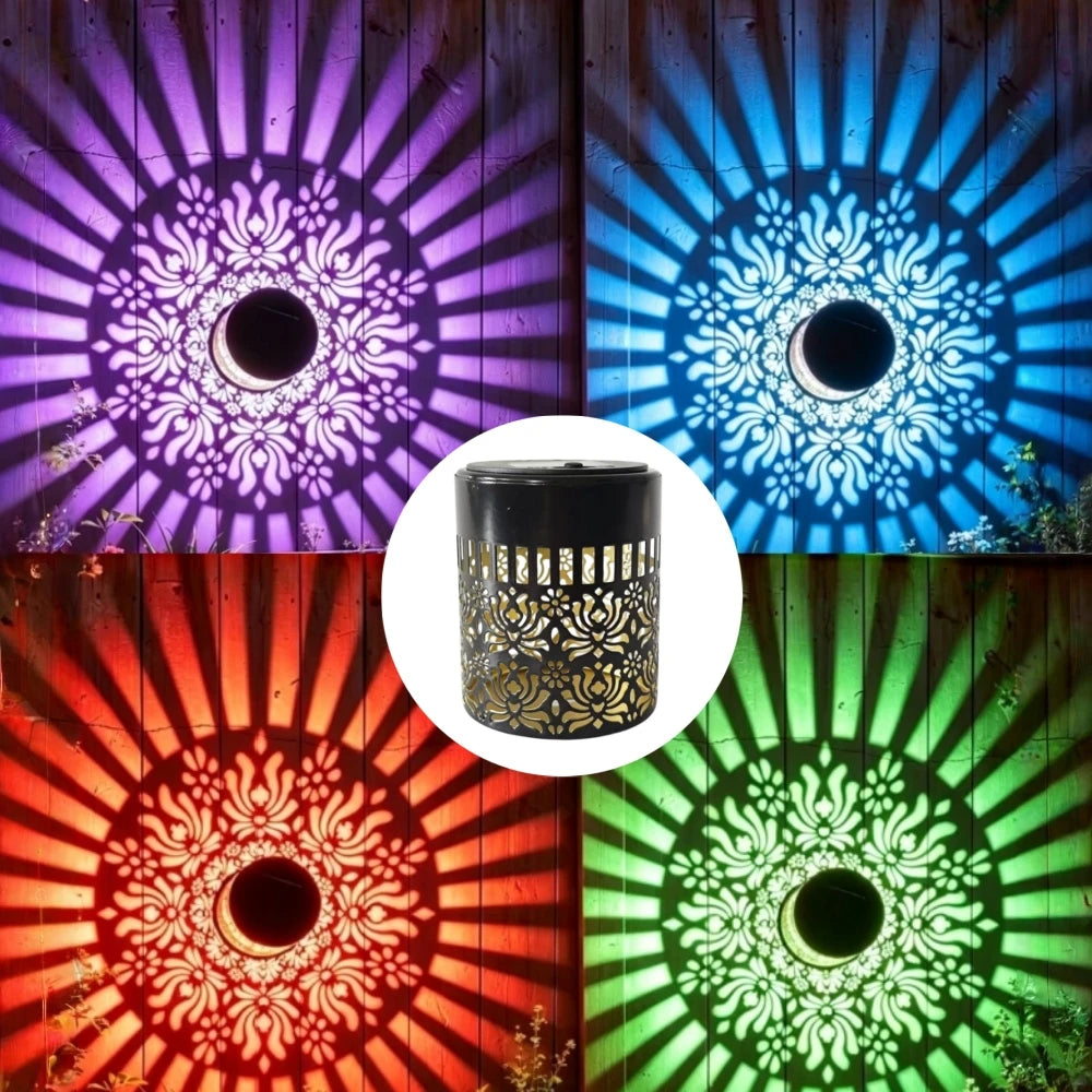 lampe solaire mandala multicolore élégante autoinstallation ip65 led mur extérieur contemporain