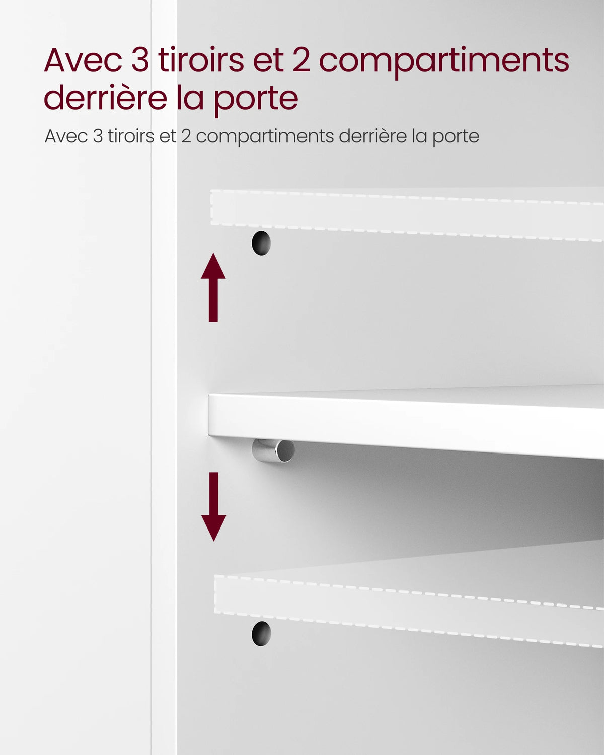 Compartiments derrière la porte du meuble sous lavabo