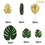 feuilles artificielles tropicales vert doré décoration moderne mariage anniversaire extérieur verte naturelle ludaua hawaïen