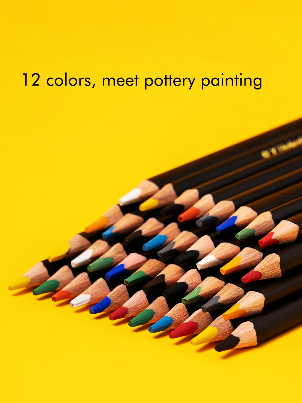 crayons sous glaçe 12 couleurs noires blanches bleues vertes orangées rouges marrons grises roses