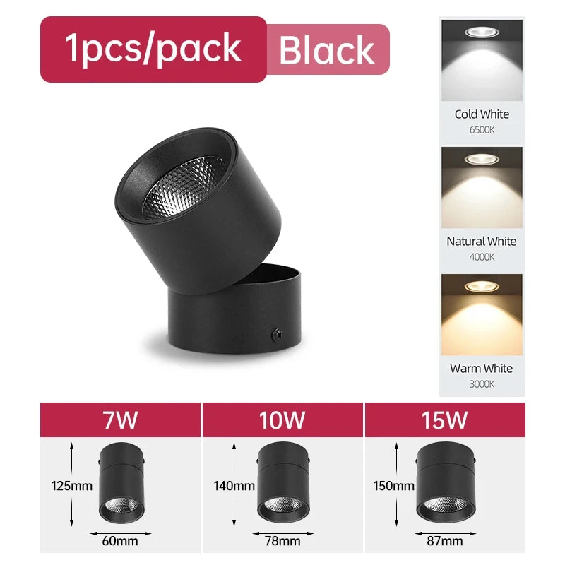 projecteur led pliable spot noir blanc moderne minimaliste fixations vis contrôles