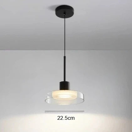 lampe suspendue led moderne noir blanc transparent minimaliste interrupteur bouton acrylique verre chambre salon