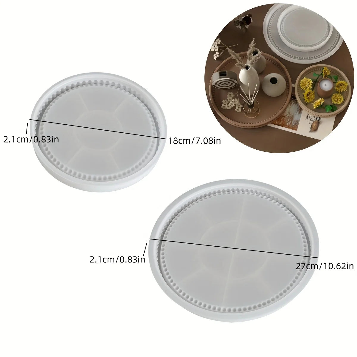 moule silicone plateau rond décoration intérieure vase transparent figurines bohème minimaliste