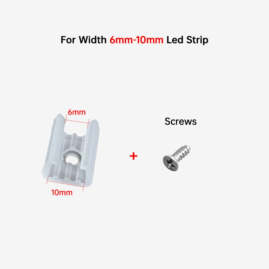 clips fixation ruban led transparent vis pratique fonctionnel 6mm 8mm 10mm 12mm 14mm