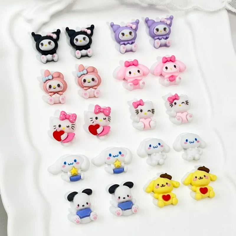 figurines résine animaux clips cheveux noir violet rose blanc bleu jaune cartoon mignons coeurs