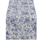 chinois table runner fleurs peinture aquarelle polyestere maison violet blanc bleu