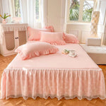 jeu lit dentelle blanche drap plat jupe lit taie oreiller romantique