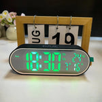 horloge numérique moderne écran led blanc noir vert compact rechargeable alarmes snooze acoustic control