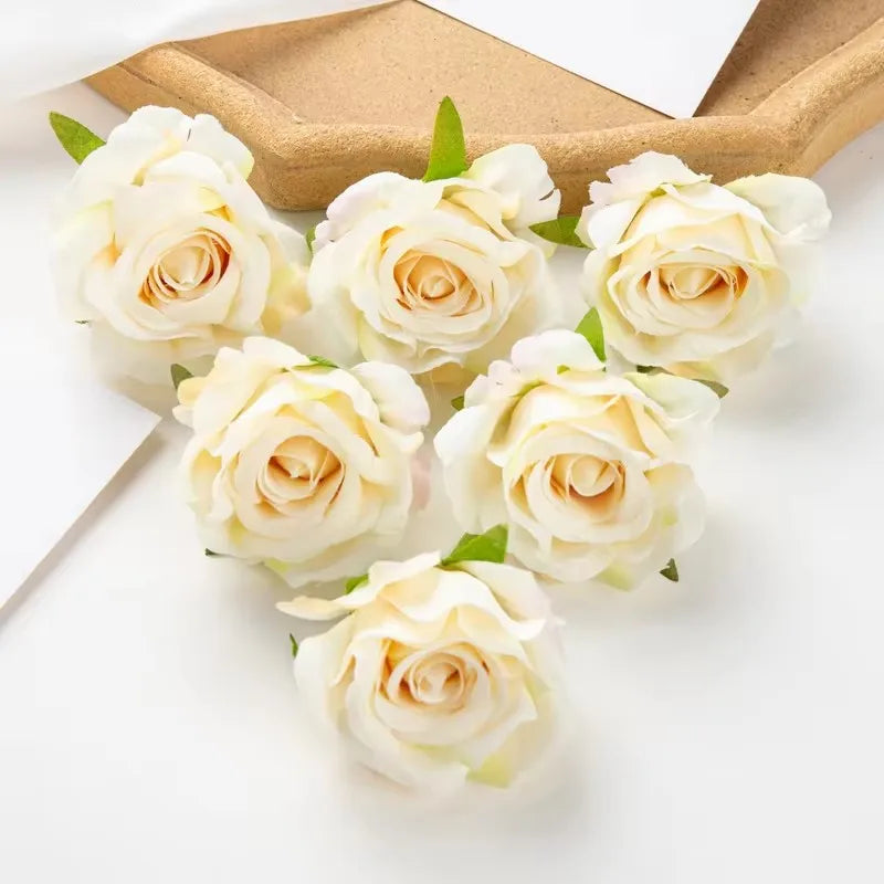 fleurs artificielles roses soie feuilles vertes décoration mariage fête maison scrapbooking