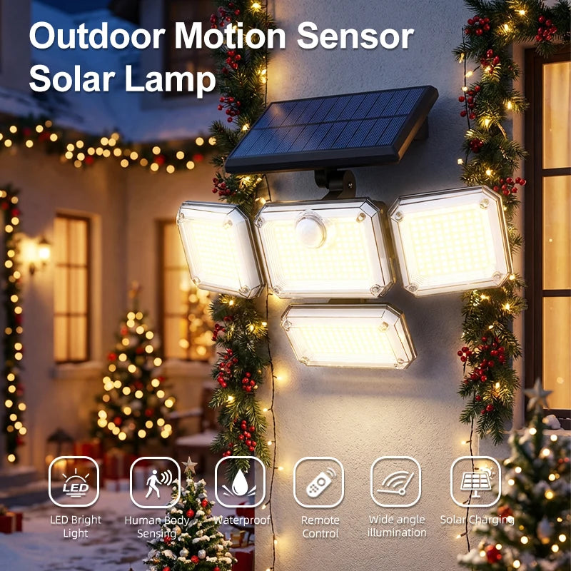 projecteur solaire détecteur mouvement têtes réglables éclairage large ip65 led moderneextérieur