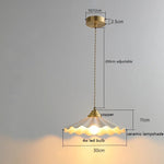 lampe suspendue céramique blanc doré moderne vintage 30cm large diffuseur ondulé opaqué chaîne