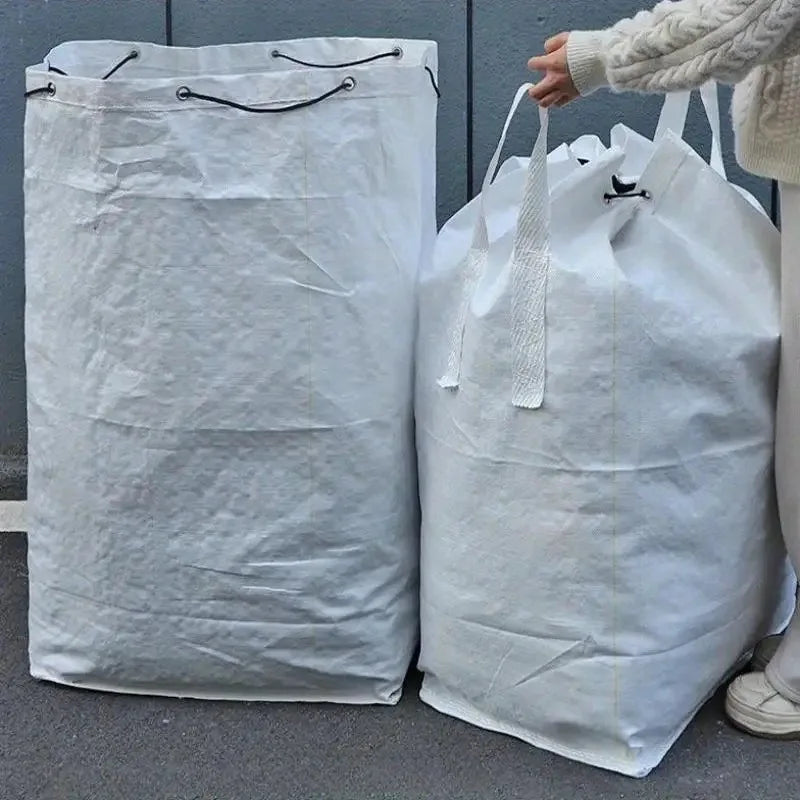 sacs rangement tissu réutilisables blancs robustes anses cordon serrage utilitaires grands espaces organisation articles