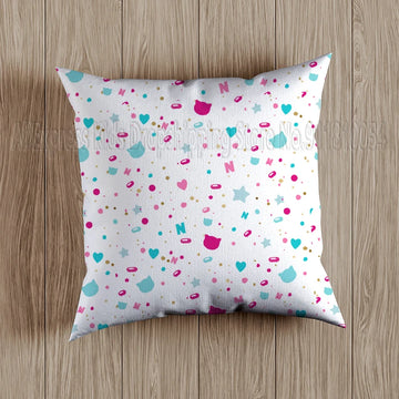 coussin décoratif enfant motif dessin animé nastya rose bleu blanc canapé chambre bébé