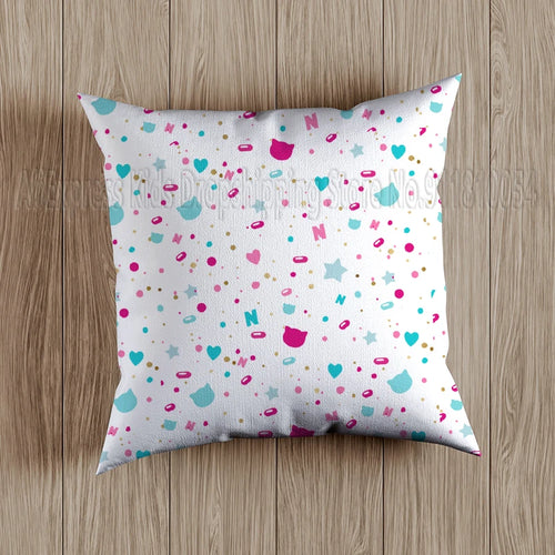 coussin décoratif enfant motif dessin animé nastya rose bleu blanc canapé chambre bébé