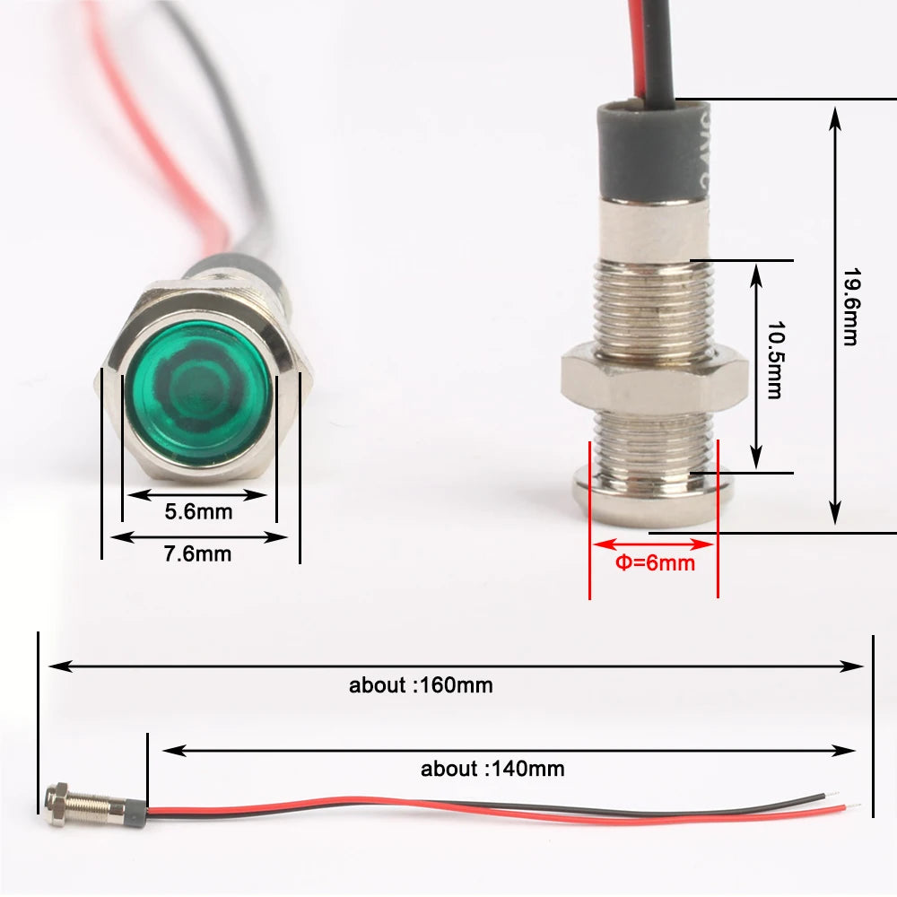 ampoules led 12v 24v orange blanc vert bleu rouge modernes compactes vis câbles