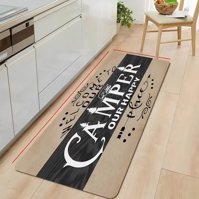 tapis sol antidérapant moderne lettres blanches motif lignes verticales extérieur intérieur