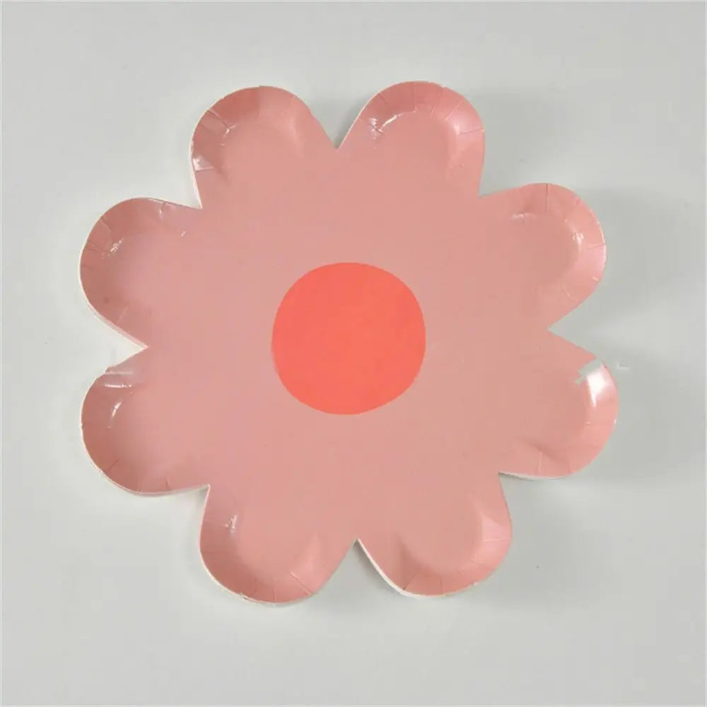 assiettes jetables fleurs dorées blanc vert jaune rose violet moderne fête enfants