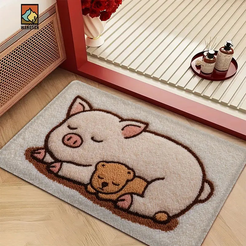 tapis antidérapant polyester moderne entrée salle bain dessin animé chien pull carreaux