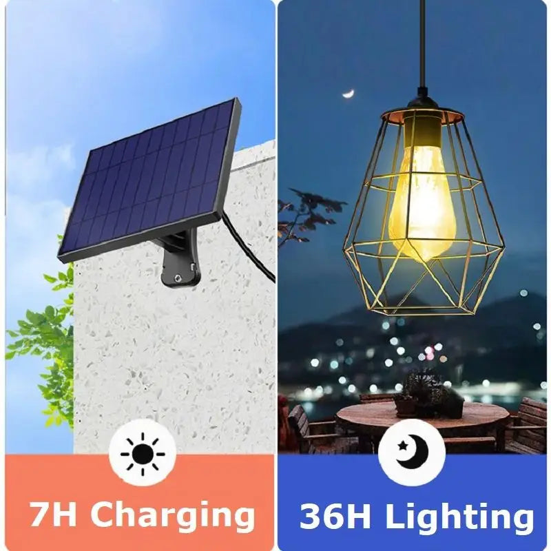 lampe solaire industrielle vintage grille géométrique noir doré transparente clips solaire led ip65extérieurintérieururgence