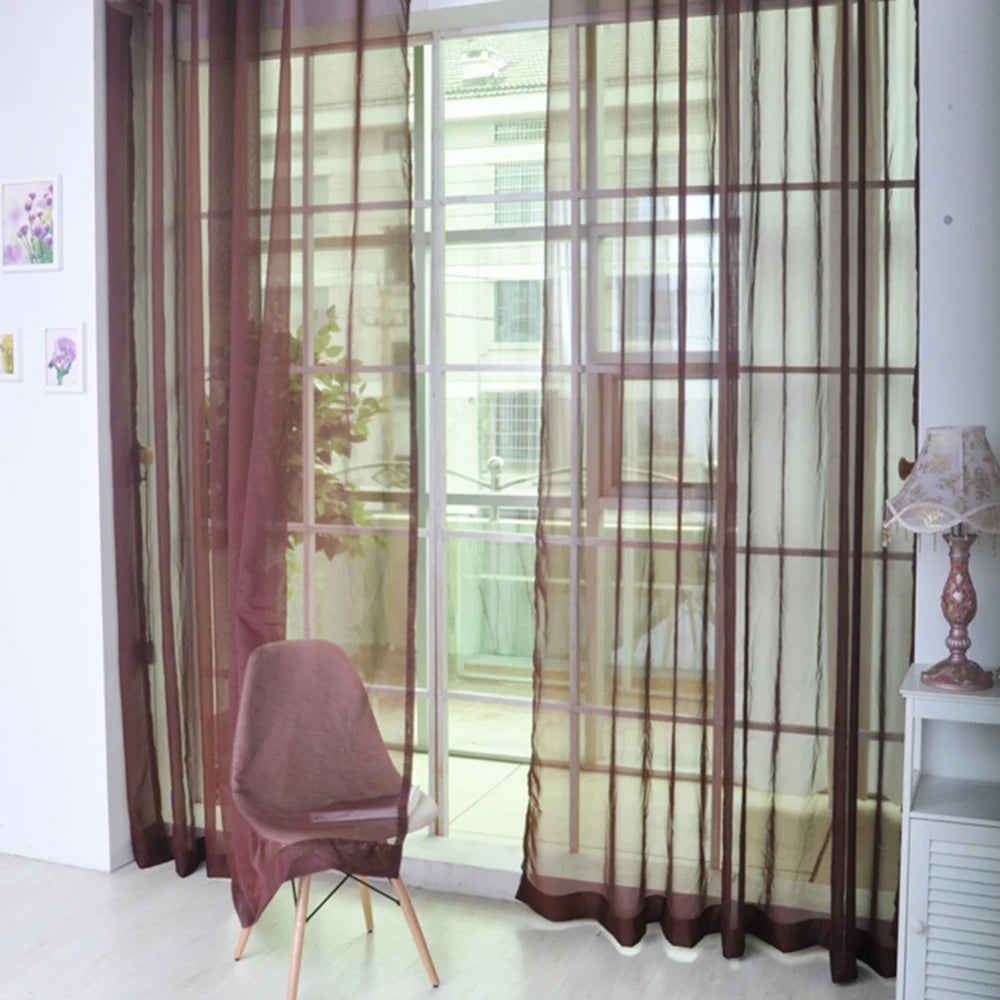 rideaux translucides modernes polyester rose blanc rouge bleu orange fenetre plate 100x200cm