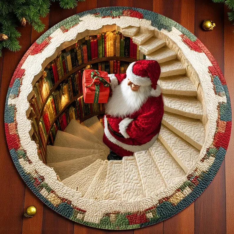 tapis rond noël décoratif motif santa claus maison salon tapis sol hiver