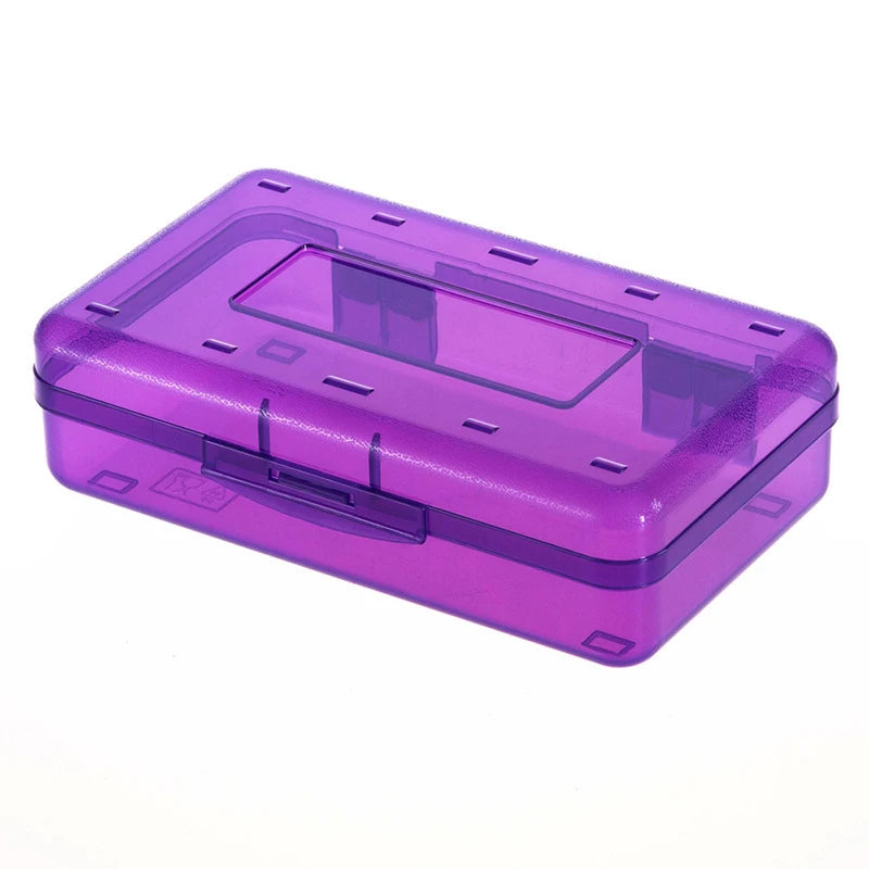 boîtes rangement fournitures scolaires rose bleu jaune transparent texture mat pratique moderne cliquet fermé