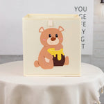 boîtes rangement pliables animaux dessin animé beige clair moderne enfant poignées léopard singe ours