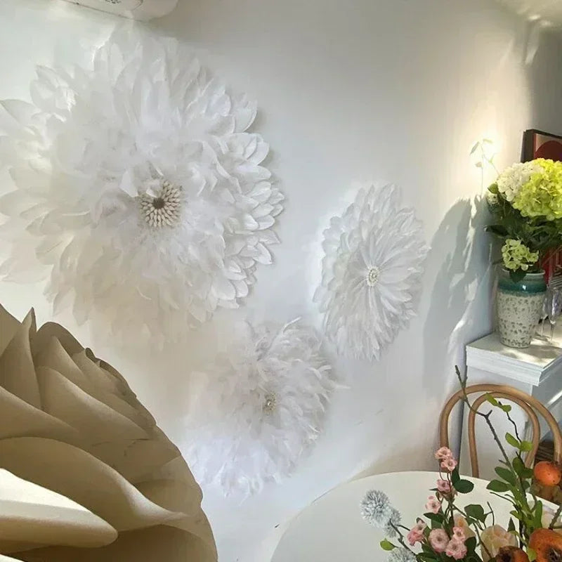 décoration murale fleurs artificielles rose clair moderne feuilles papier métal