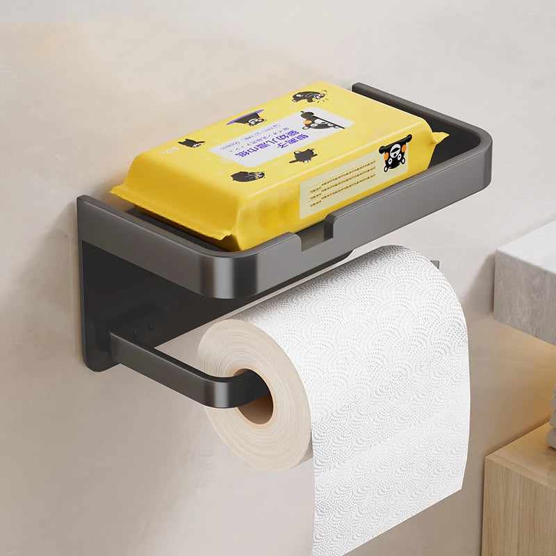 porte papier toilette étagère murale support téléphone organisateur bouteilles assaisonnement moderne minimaliste métal gris