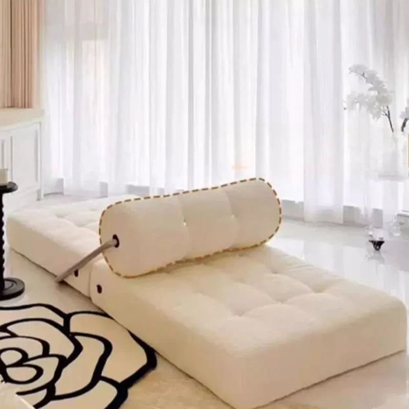 canapé lit contemporain blanc tufté minimaliste inclinable pliable maison salon moderne