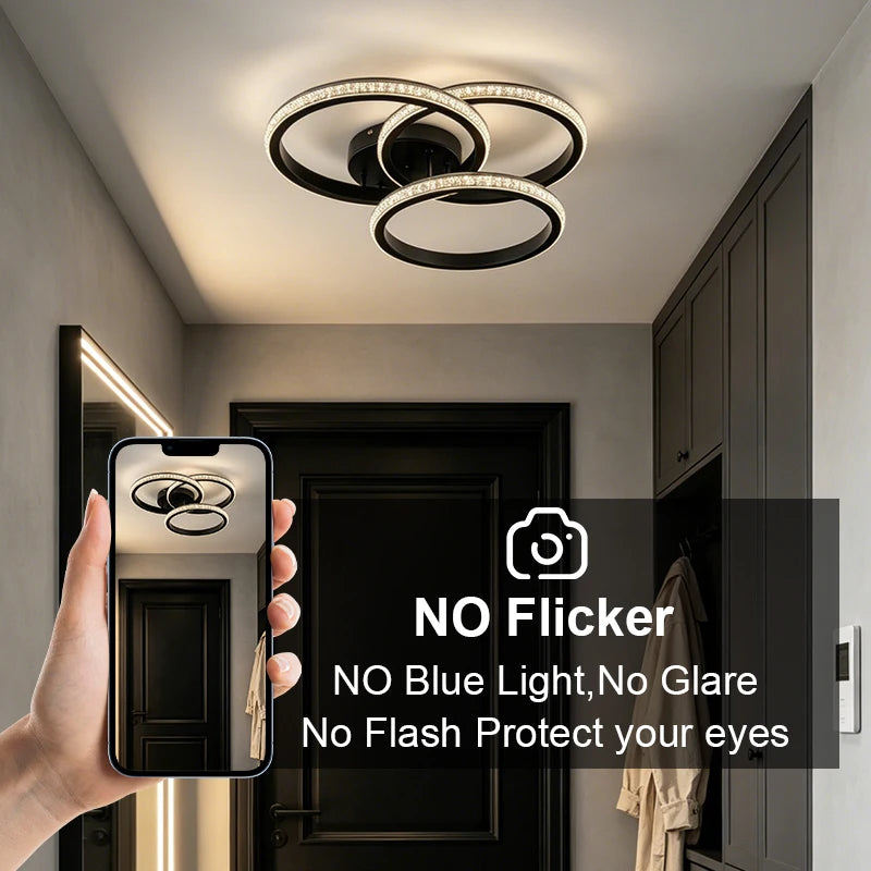 Plafonnier LED Cristal Moderne Réglable 3000K 6500K Salle Bain Étude Économie Énergie Robuste Moderne