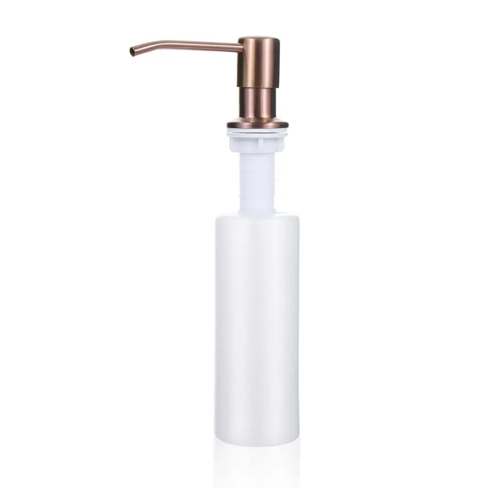 distributeur savon évier moderne blanc doré cuivre noir poignée bouteille mousse mains plastique