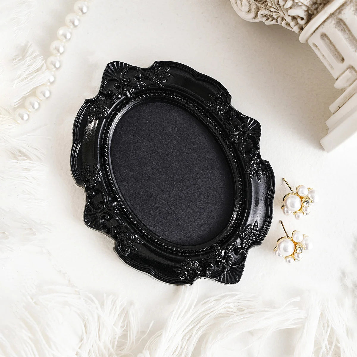 cadre decoratif noir baroque resine mural classique ornements decor maison tridimensionnel moderne