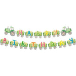 assiettes gobelets serviettes tracteur champ enfants vert bleu anniversaire fête campagne printemps