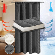 rideau thermique matelassé losange gris foncé blanc crème isolation thermique réduction bruit moderne épuré