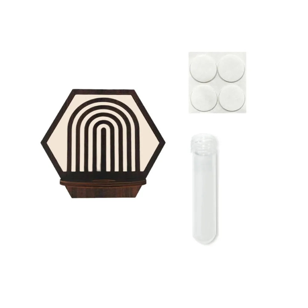 porte plantes moderne porte clés adhésifs hexagonnels motifs géométriques plantes artificielles marron foncé minimaliste