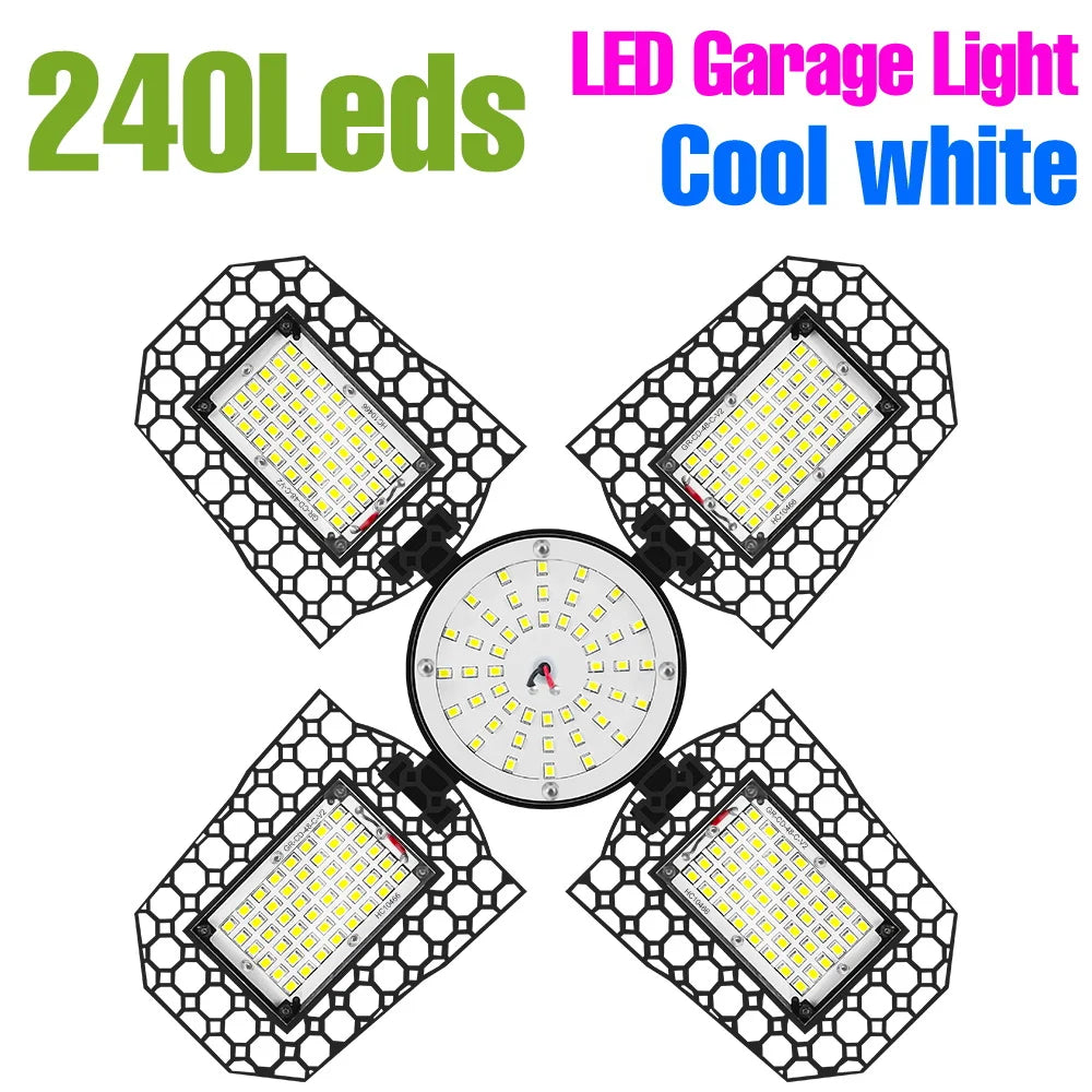 lampe garage led noir moderne grille hexagonale 1000 lumens 20000 heures 2700k 6500k