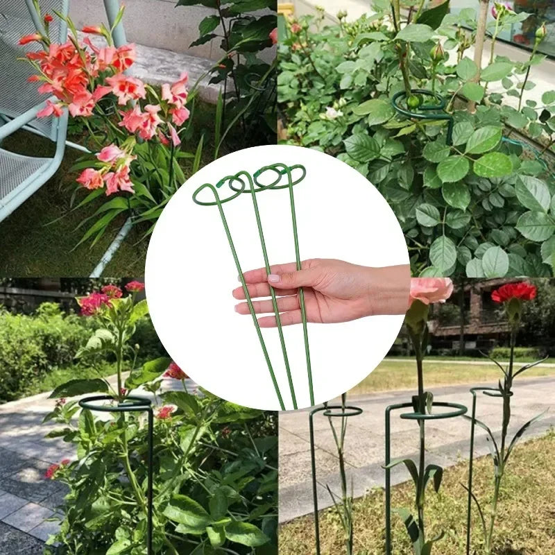 supports plantes métalliques vert simples modernes 35cm 45cm 55cm anneaux réutilisables jardin pot anti